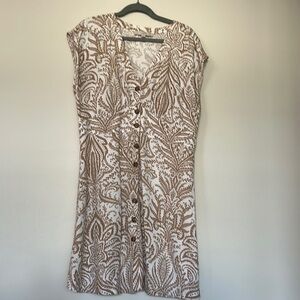 LOFT Tan Sheath Mini Dress Sleeveless Scoop Neck